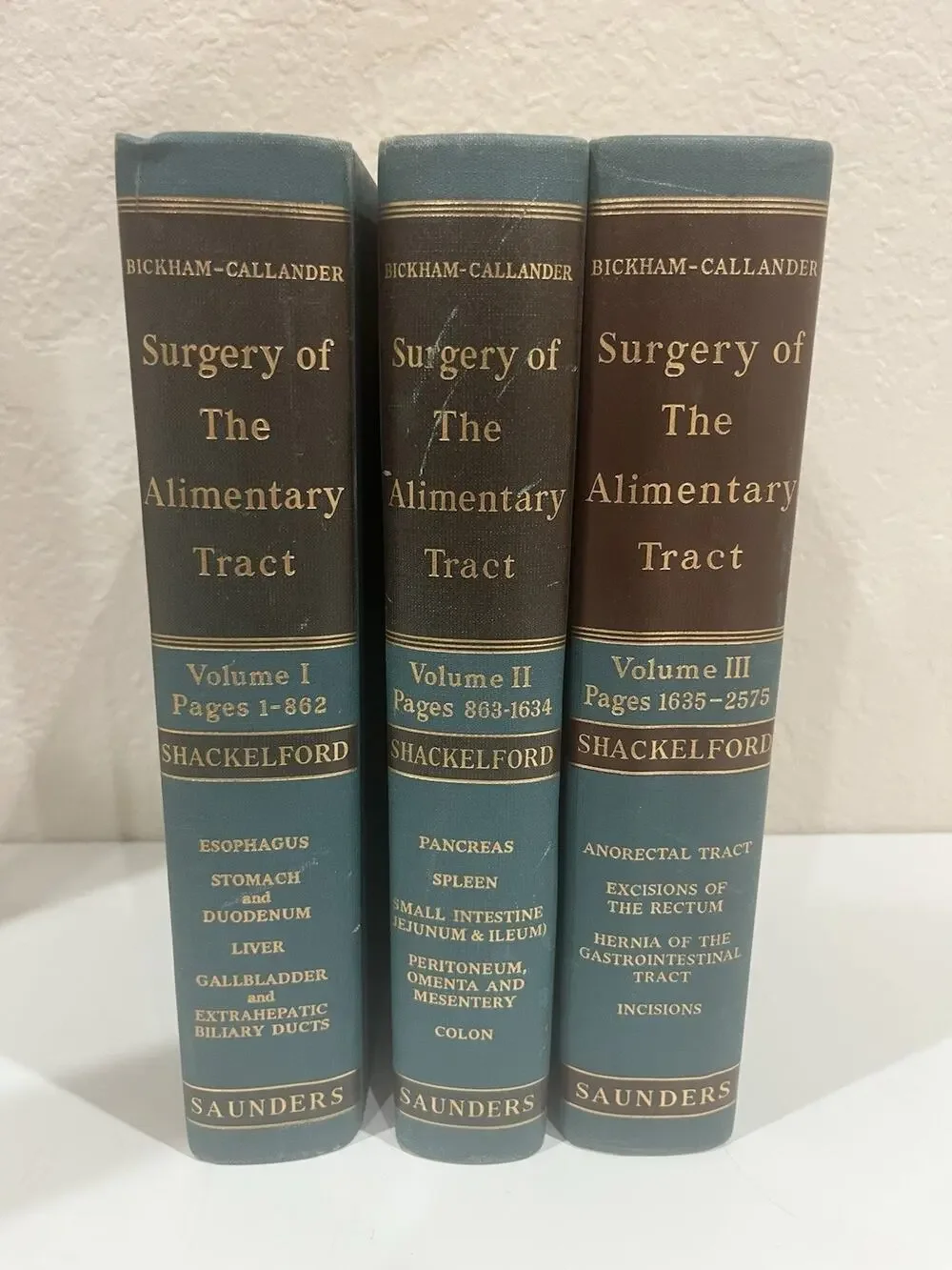 Shackelford's Surgery of the Alimentary Tract 3 Vols 1955 Hardcover 1st Edition